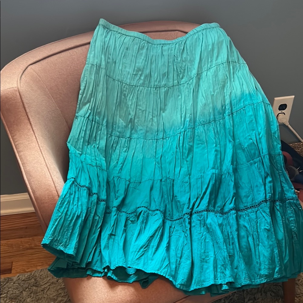 Elegant Ombre Turquoise broomstick Skirt